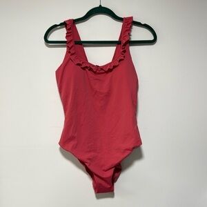 NWT Andie Women's The Hydra One Piece Swimsuit Ruffle Rosette Pink Size L